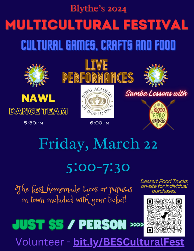  Multicultural Festival Flyer, March 22, 5:00 - 7:30